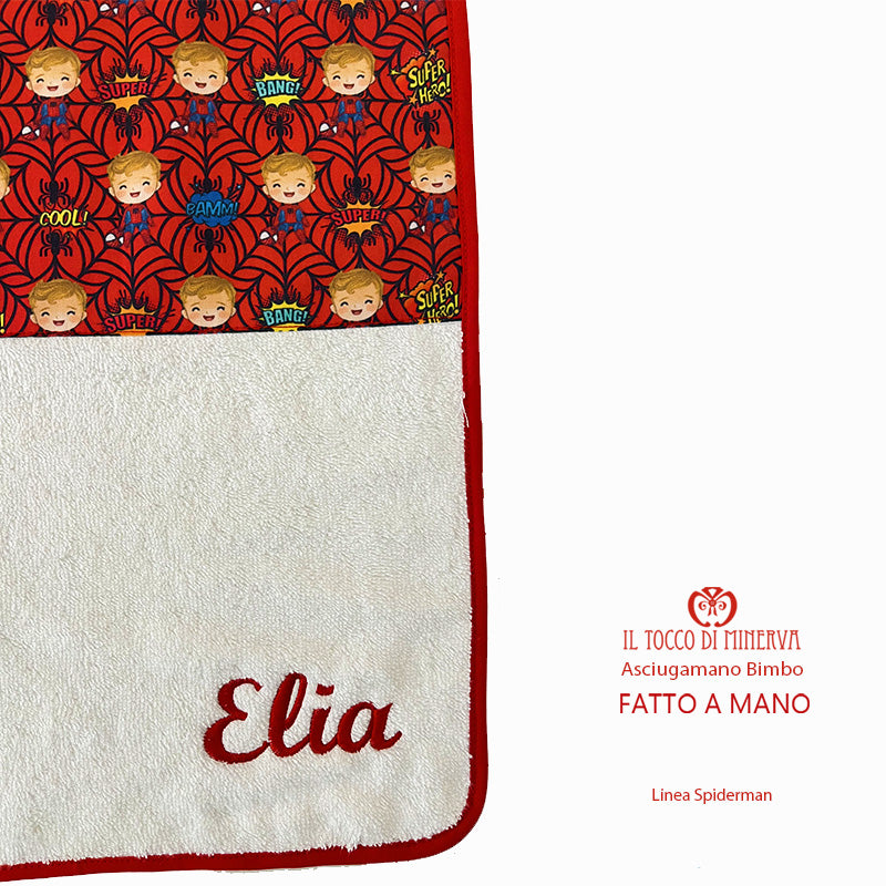 Asciugamano bambino Linea Spiderman Personalizzato - Fatto a mano - Il Tocco di Minerva