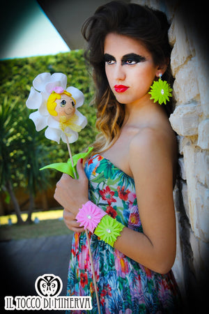 Orecchini verdi fiori cristallo swarovski Aster Realizzati a mano - Handmade - Il Tocco di Minerva