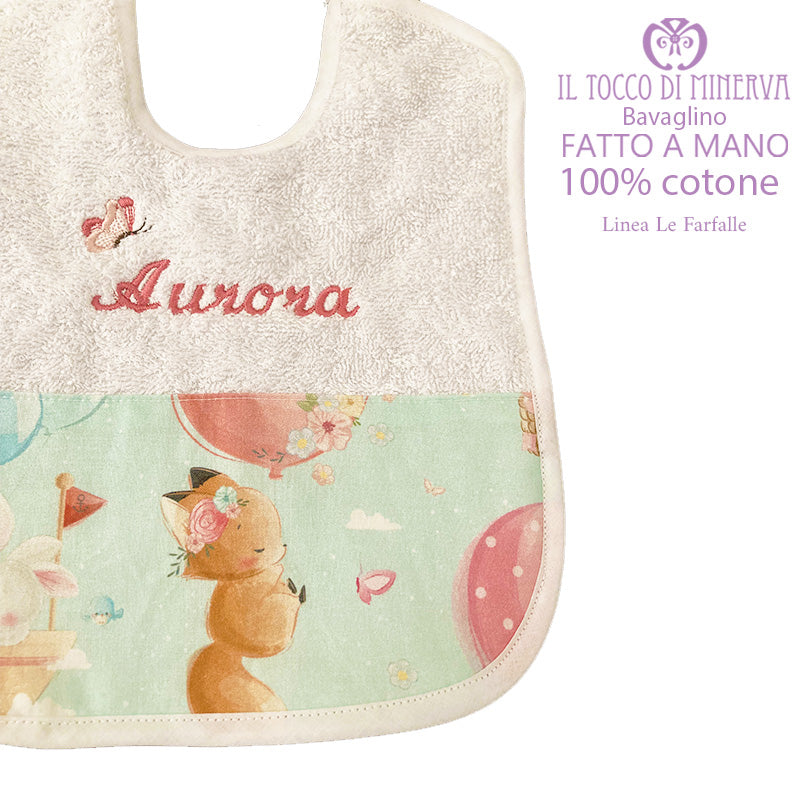 Bavaglino Bimba Linea Le farfalle Personalizzato - Fatto a mano - Il Tocco di Minerva