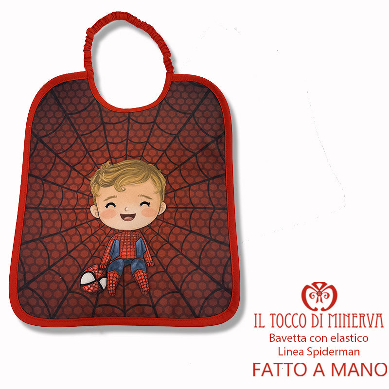 Bavaglino microfibra Bimbo Linea Spiderman - Fatto a mano - Il Tocco di Minerva