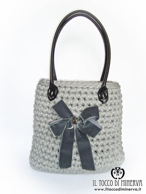 Borsa Grigia in Fettuccia Rita Lavorata a Mano - Handmade - Il Tocco di Minerva