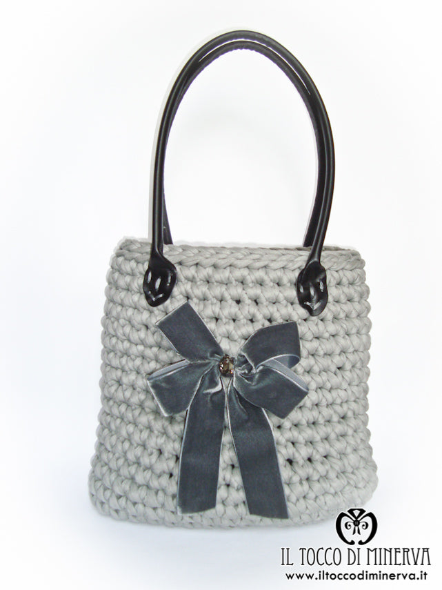 Borsa Grigia in Fettuccia Rita Lavorata a Mano - Handmade - Il Tocco di Minerva