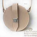 Borsa Ecopelle tonda con tracolla cipria Sharon - Realizzata a mano - Il Tocco di Minerva