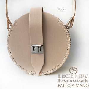 Borsa Ecopelle tonda con tracolla cipria Sharon - Realizzata a mano - Il Tocco di Minerva
