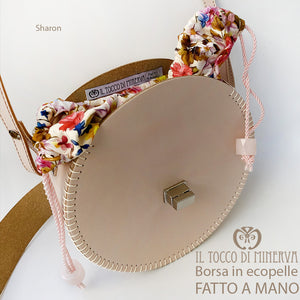 Borsa Ecopelle tonda con tracolla cipria Sharon - Realizzata a mano - Il Tocco di Minerva
