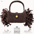 Borsa crochet Ricci marrone con frange - fatto a mano