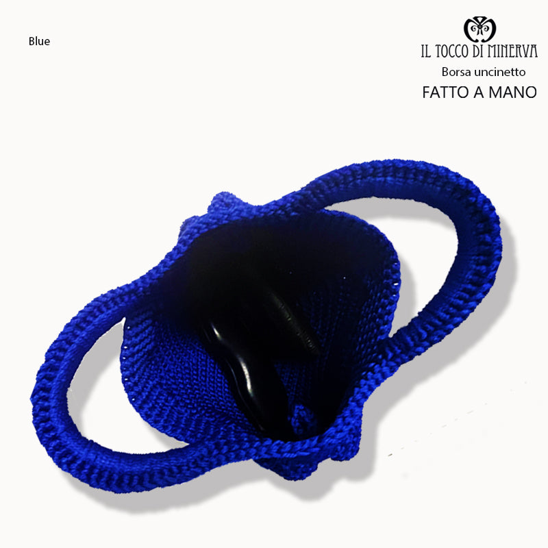 Borsa uncinetto in cordoncino Blue - Fatto a mano