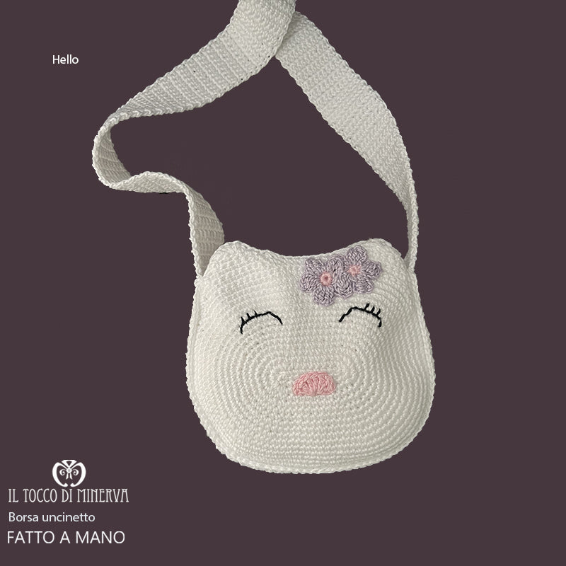 Borsa uncinetto da bambina hello - Fatto a mano