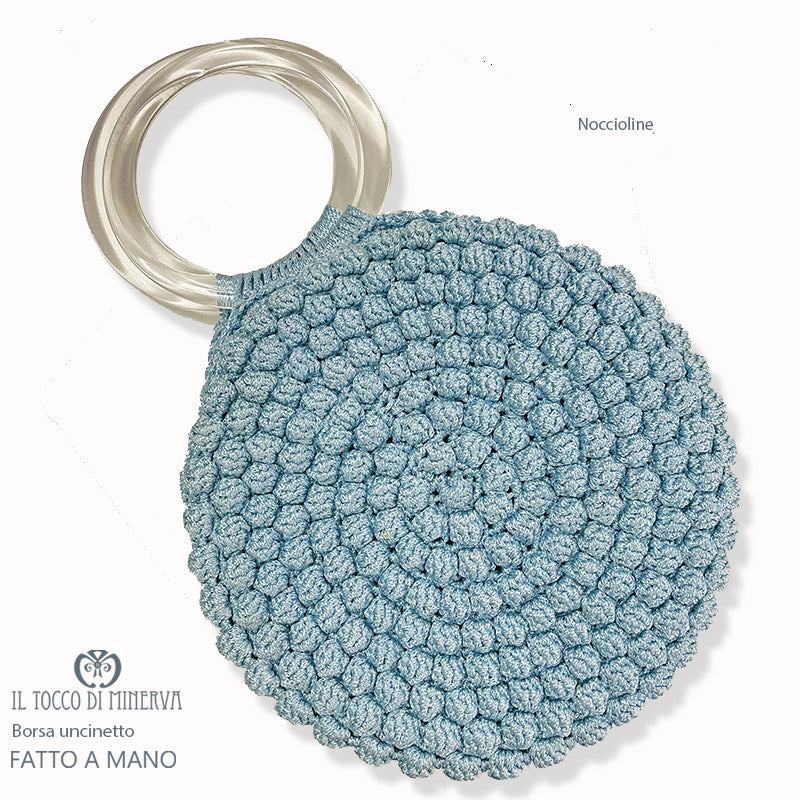 Borsa uncinetto noccioline celeste - Fatto a mano