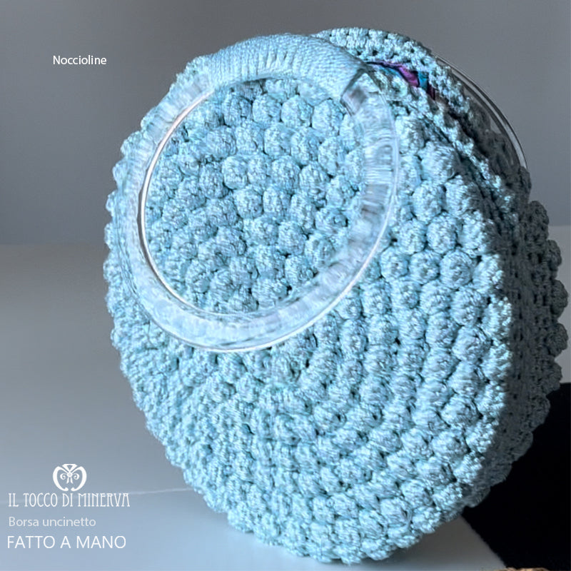 Borsa uncinetto noccioline celeste - Fatto a mano
