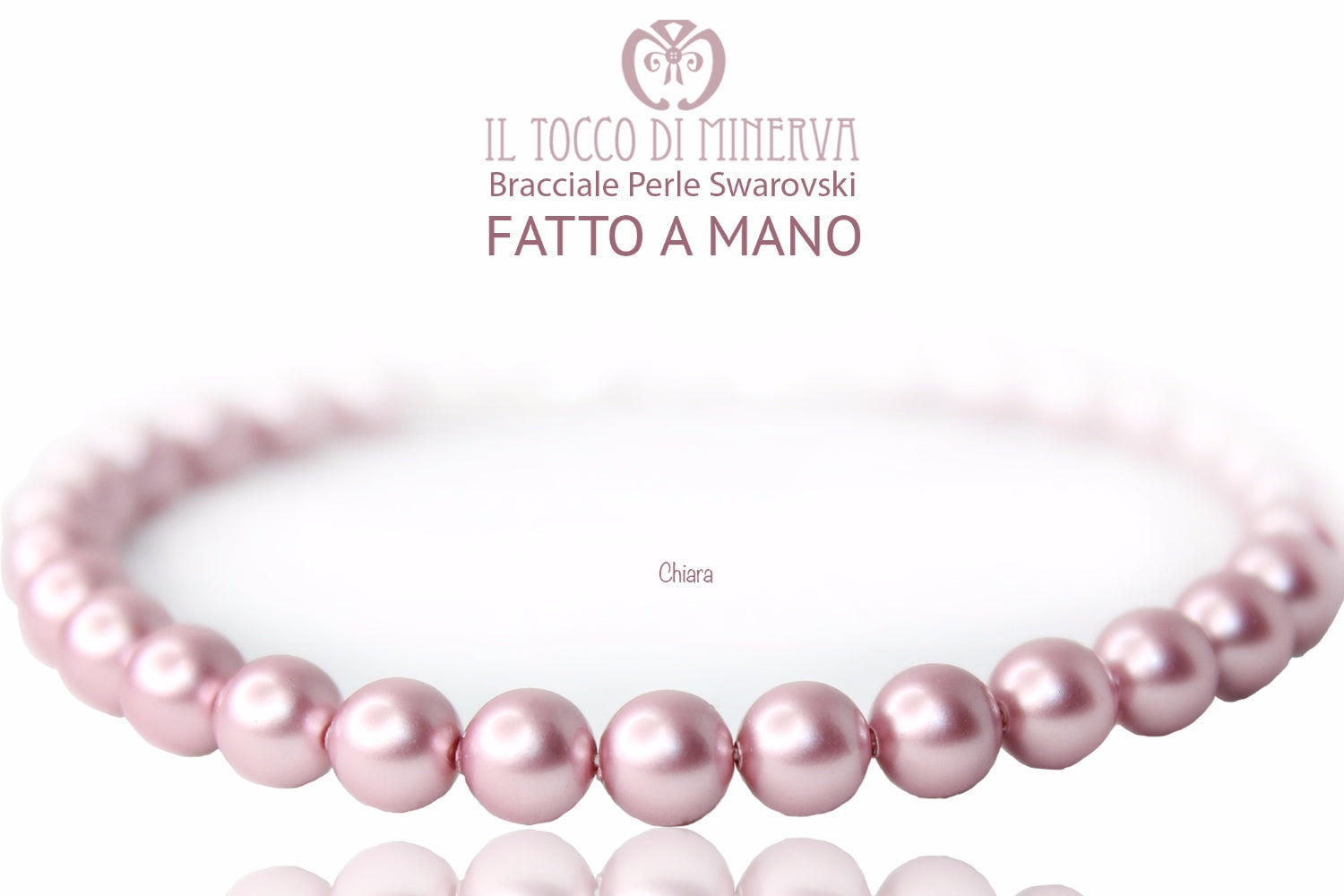 Bracciale Perle Swarovski Chiara Rosa Antico - Realizzato a mano - Il Tocco di Minerva
