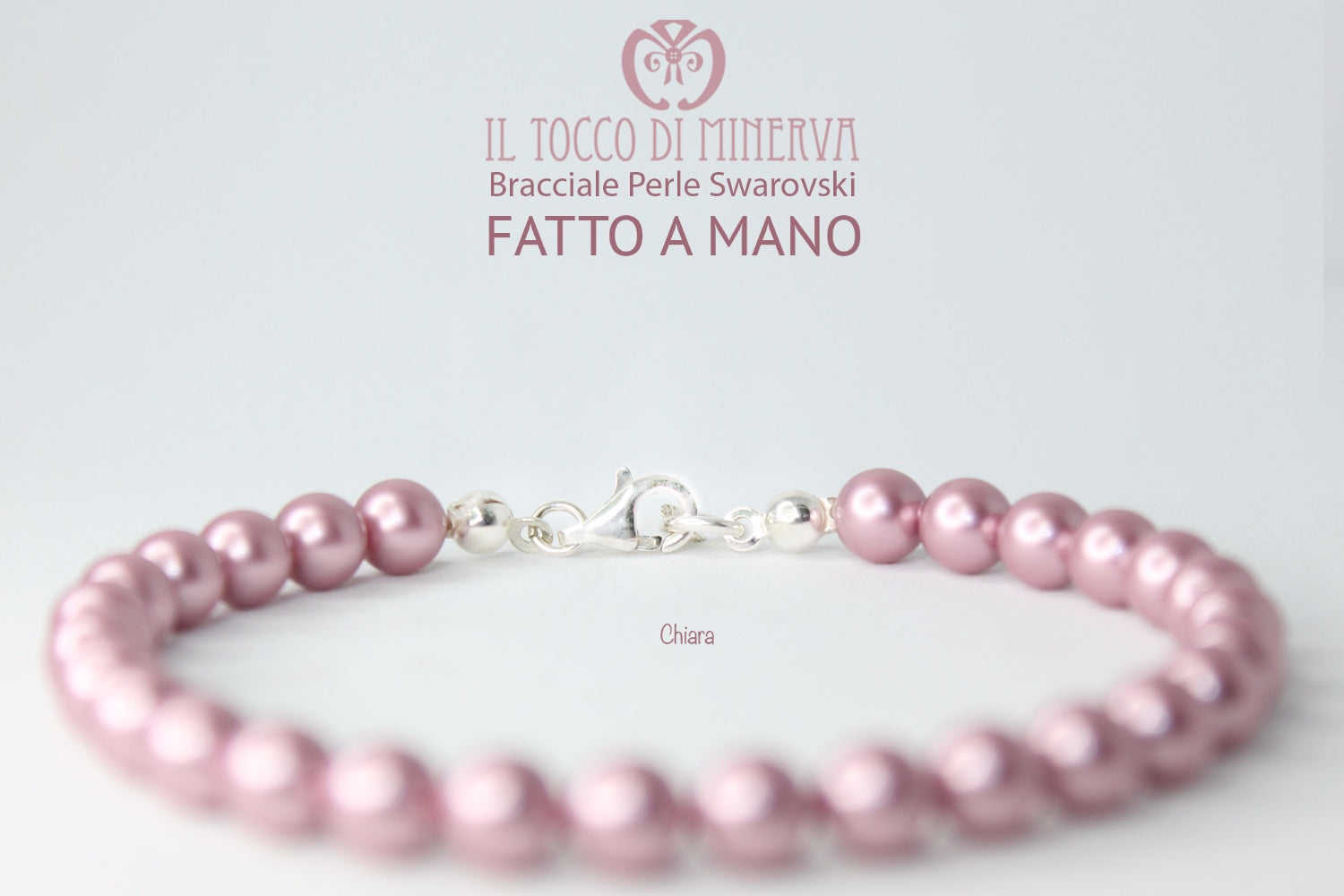 Bracciale Perle Swarovski Chiara Rosa Antico - Realizzato a mano - Il Tocco di Minerva