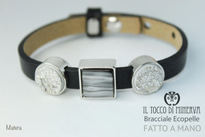 Bracciale unisex ecopelle nero con charms componibile Matera Realizzato a mano Handmade - Il Tocco di Minerva