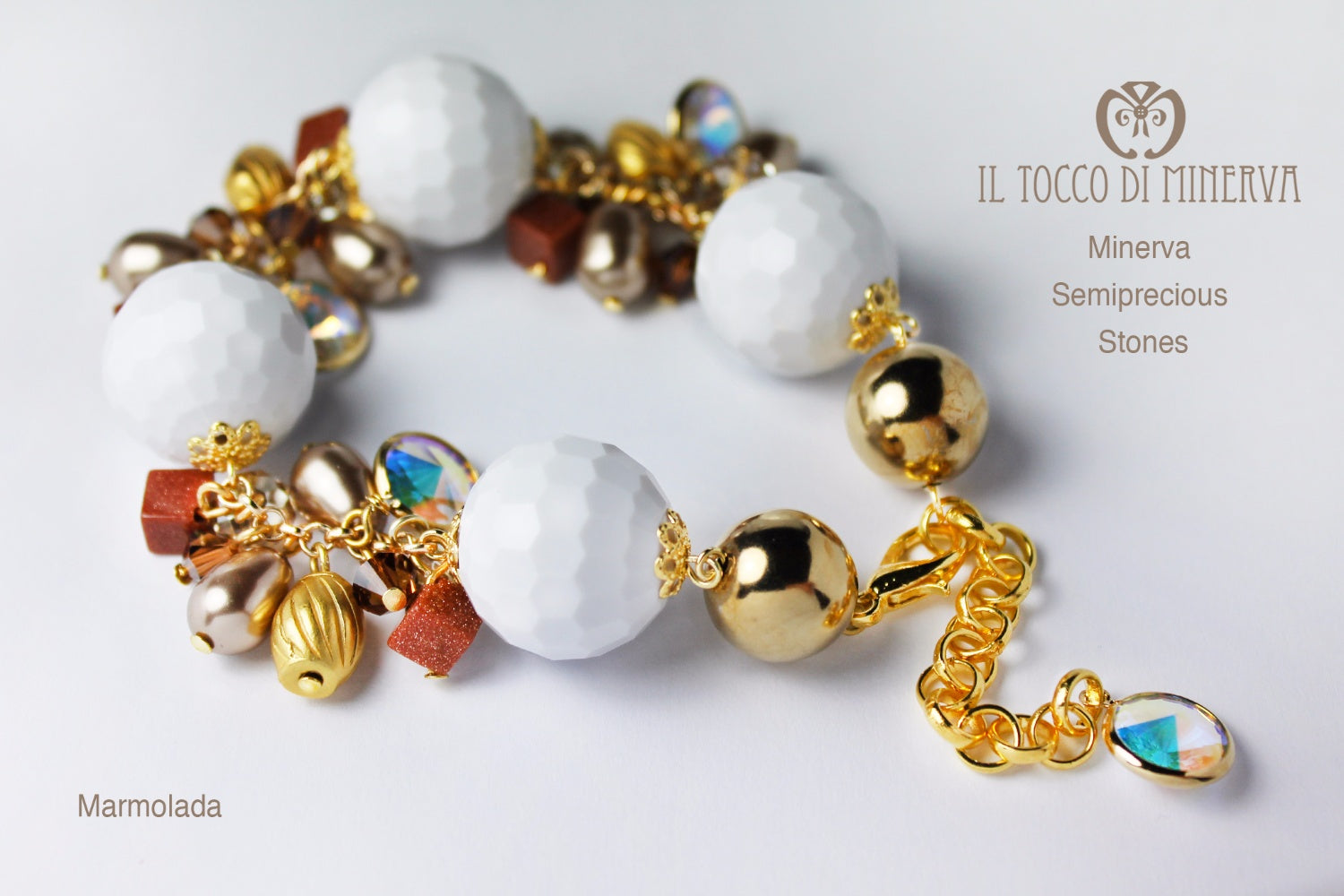 Bracciale multicolore pietre e swarovski Marmolada Realizzato a mano - Handmade - Il Tocco di Minerva