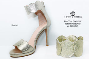 Bracciale personalizzato in pelle platino Nefertari – Realizzato a mano – Handmade - Il Tocco di Minerva