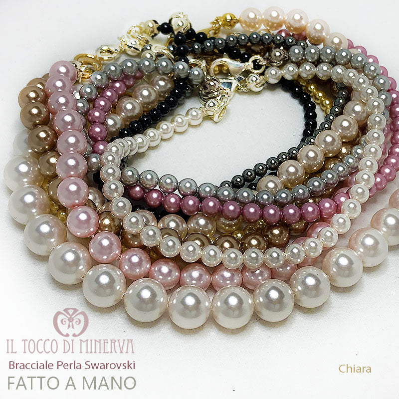 Bracciale Perle Swarovski Chiara Bianco Linea Sposa - Realizzato a mano - Il Tocco di Minerva