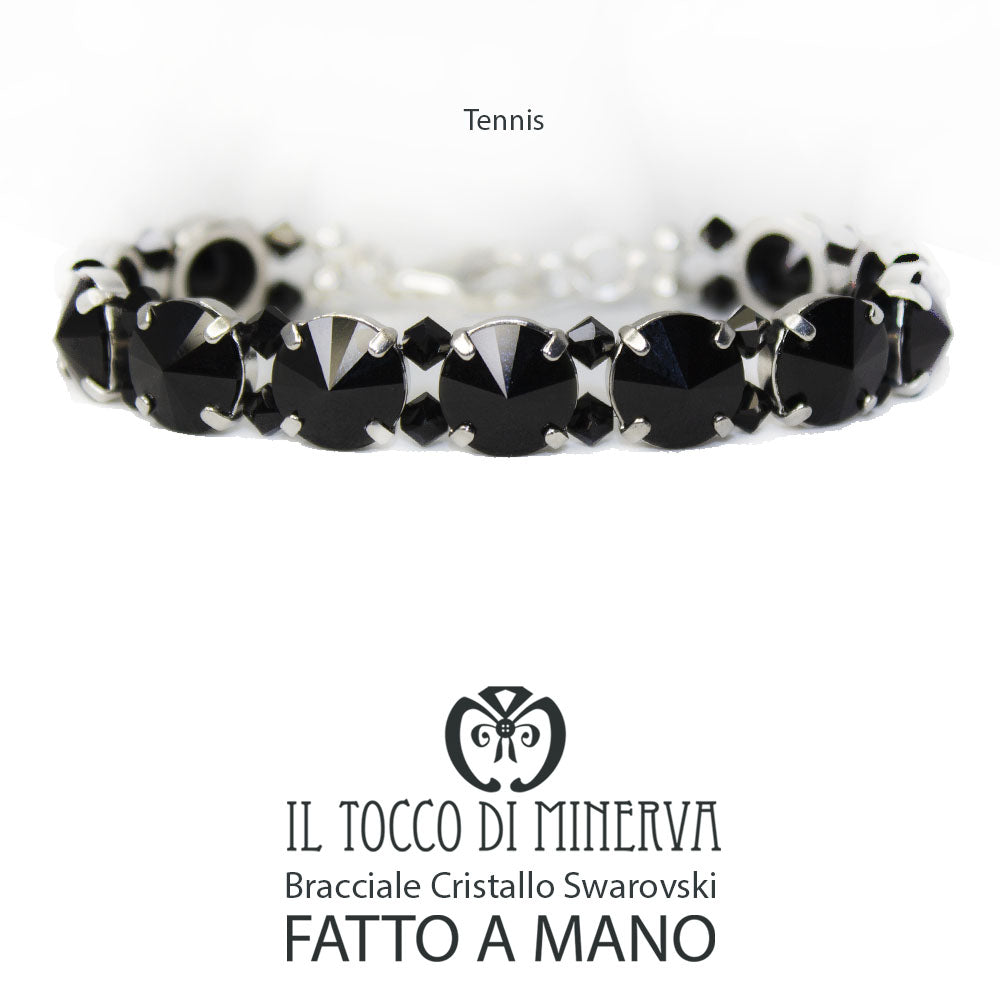 Bracciale Tennis Swarovski Nero dieci mm Realizzato a mano - Il Tocco di Minerva