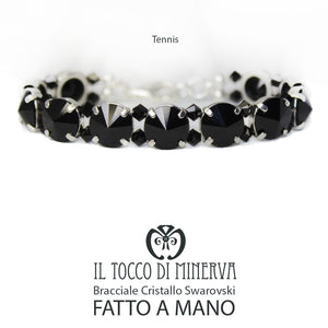 Bracciale Tennis Swarovski Nero dieci mm Realizzato a mano - Il Tocco di Minerva