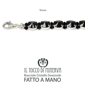 Bracciale Tennis Swarovski Nero dieci mm Realizzato a mano - Il Tocco di Minerva