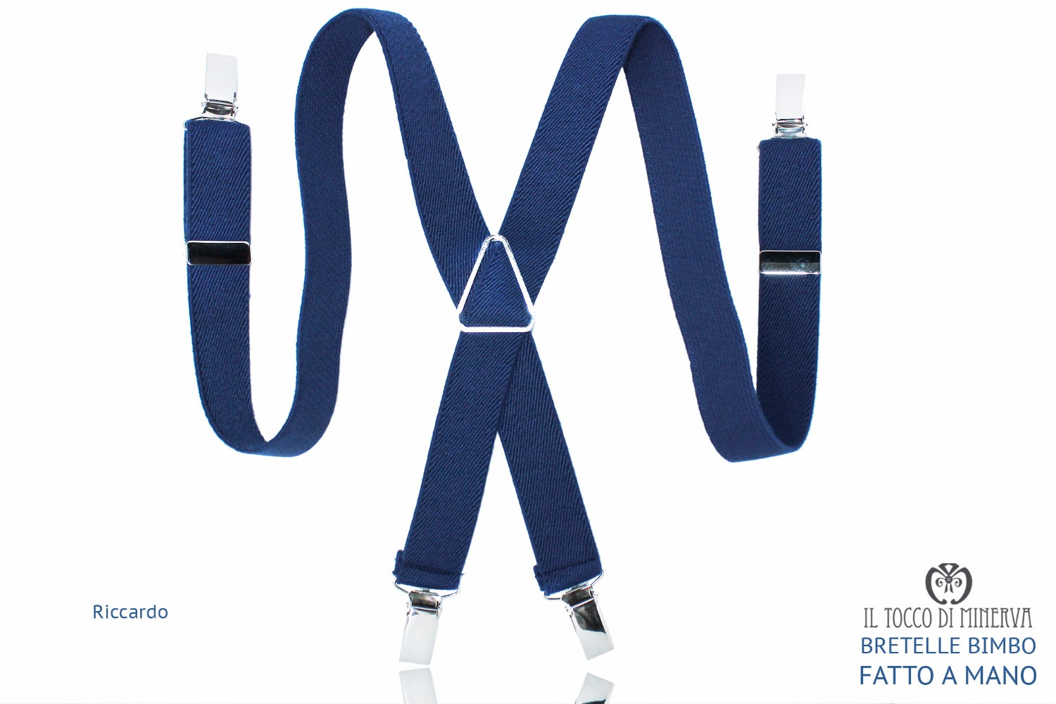 Bretelle Bimbo Riccardo blu - realizzato a mano - HandMade - Il Tocco di Minerva