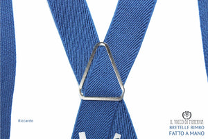 Bretelle Bimbo Riccardo blu - realizzato a mano - HandMade - Il Tocco di Minerva