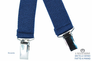 Bretelle Bimbo Riccardo blu - realizzato a mano - HandMade - Il Tocco di Minerva