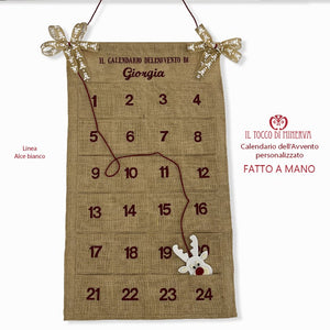 Calendario dell'Avvento Personalizzato Linea alce bianco - Fatto a Mano - Il Tocco di Minerva