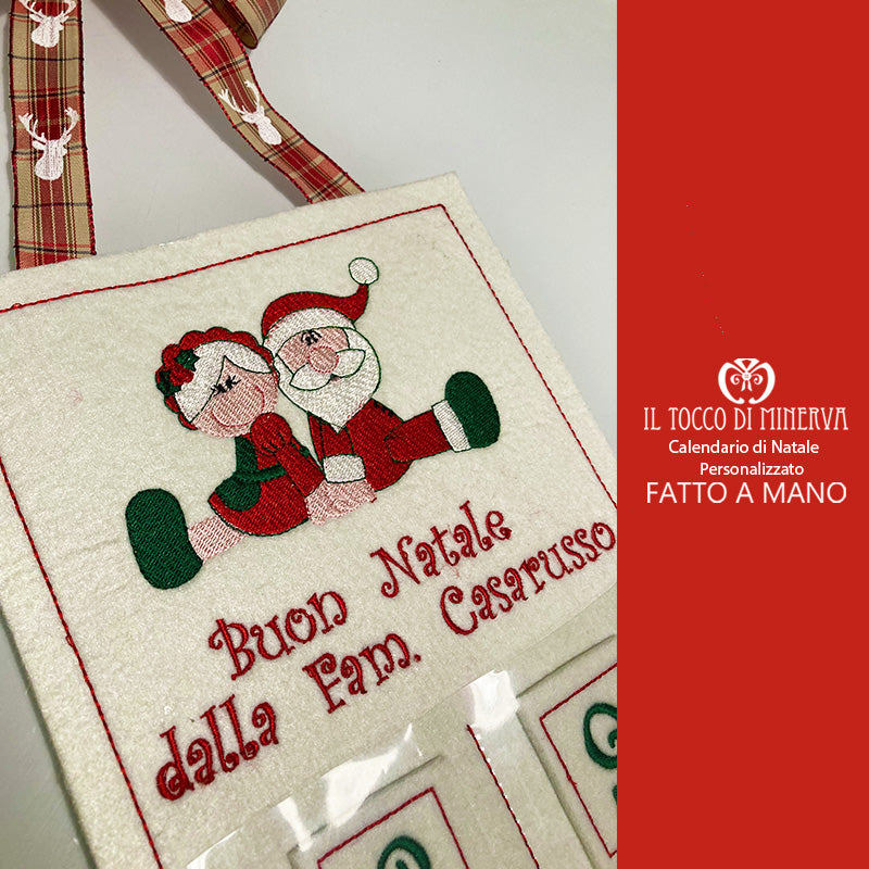 Calendario di natale personalizzato di feltro babbo e babba natale - Fatto a mano - Il Tocco di Minerva
