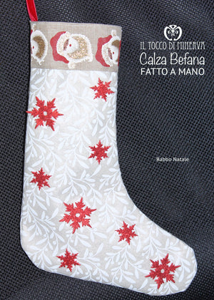 Calza della Befana Babbo Natale Realizzata a Mano – Handmade - Il Tocco di Minerva