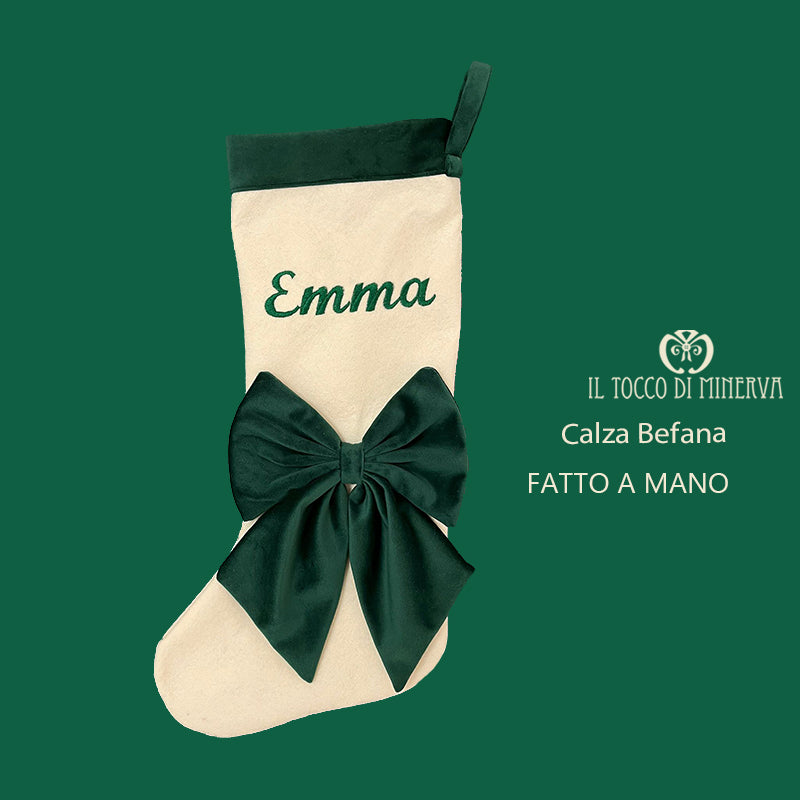 Calza befana Fiocco velluto verde- Fatto a Mano (Copy) - Il Tocco di Minerva