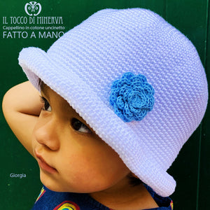 Cappello Bimba Cotone bianco Giorgia Realizzato a Mano - Il Tocco di Minerva