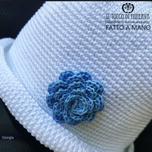 Cappello Bimba Cotone bianco Giorgia Realizzato a Mano - Il Tocco di Minerva