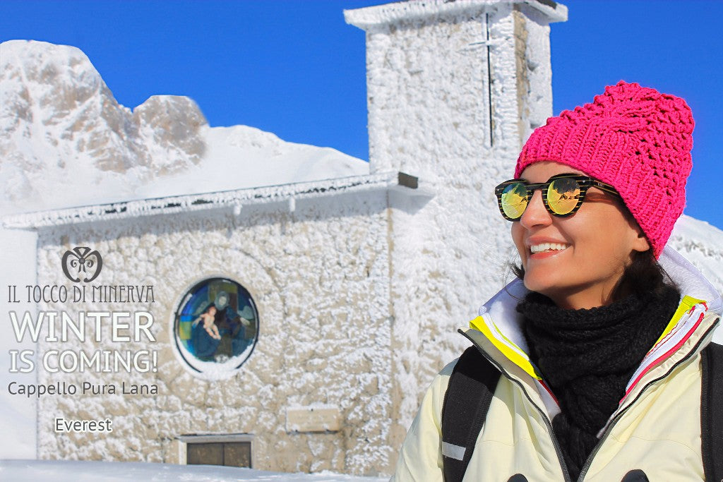 Cappello donna blu in lana biologica Bio - Realizzato a mano - Il Tocco di Minerva