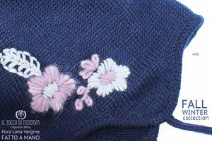 Cappello bimba blu pura lana Aidi Fatto a mano - Il Tocco di Minerva
