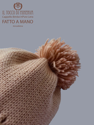 Cappello bimba pura lana rosa antico Jerusalema - Realizzato a Mano - Il Tocco di Minerva