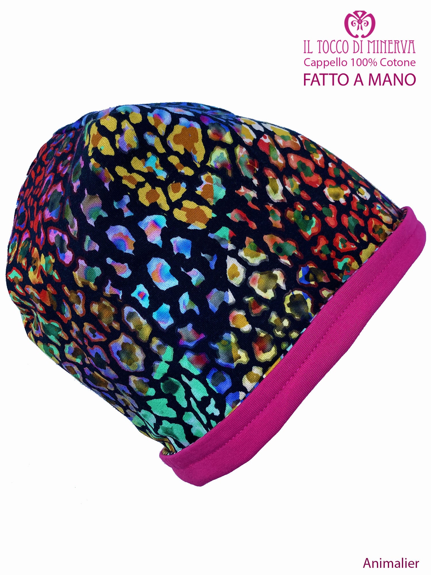 Cappello reversibile bambina100% cotone Animalier - Fatto a Mano - Il Tocco di Minerva