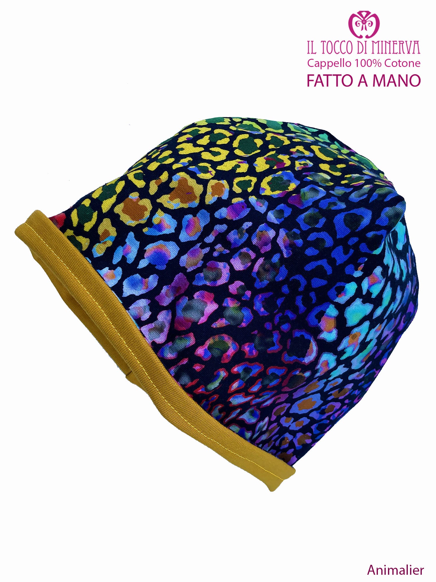 Cappello reversibile bambina100% cotone Animalier - Fatto a Mano - Il Tocco di Minerva