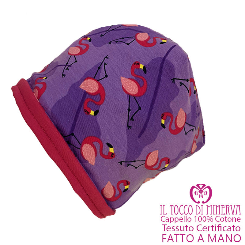 Cappello reversibile bambina Linea fenicottero  - Fatto a Mano - Il Tocco di Minerva