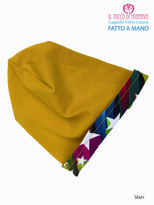 Cappello reversibile bambina 100% cotone stars - Fatto a Mano - Il Tocco di Minerva