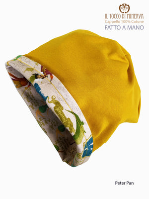 Cappello reversibile unisex 100% cotone Peter Pan beige - Fatto a Mano - Il Tocco di Minerva