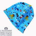 Cappello reversibile bambino100% cotone pirati celeste - Fatto a Mano - Il Tocco di Minerva