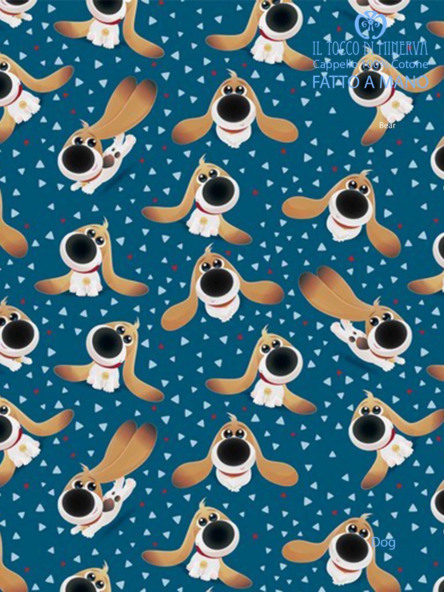 Cappello reversibile unisex bambino bambina 100% cotone dog - Fatto a Mano - Il Tocco di Minerva