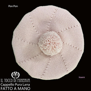 Basco pura lana Pon Pon rosa - Fatto a Mano - Il Tocco di Minerva