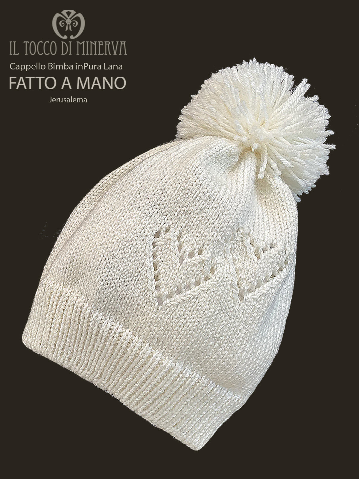 Sciarpa e cappello bimba o bimbo pura lana bianco Jerusalema - Realizzato a Mano - Il Tocco di Minerva