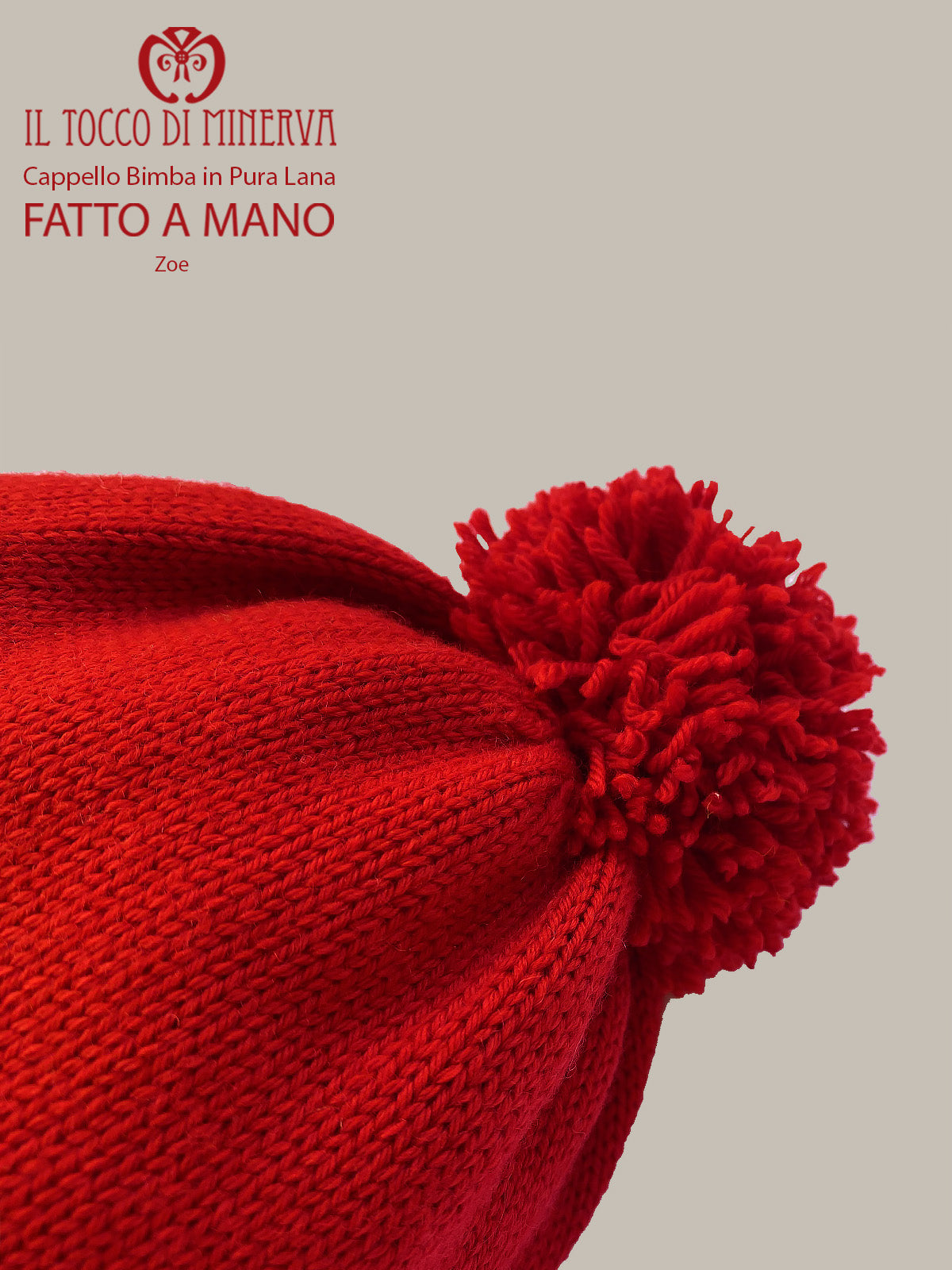Sciarpa e cappello bimba  pura lana rosso e bianco zoe - Realizzato a Mano - Il Tocco di Minerva