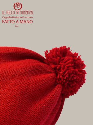 Sciarpa e cappello bimba  pura lana rosso e bianco zoe - Realizzato a Mano - Il Tocco di Minerva
