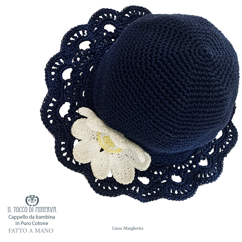 Cappello Bimba Cotone Linea Margherita - Fatto a Mano - Il Tocco di Minerva