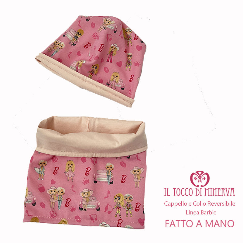 Cappello e collo reversibile bambina Linea Barbie - Fatto a Mano - Il Tocco di Minerva