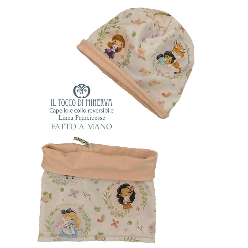 Cappello e collo reversibile bambina Linea Principesse - Fatto a Mano - Il Tocco di Minerva