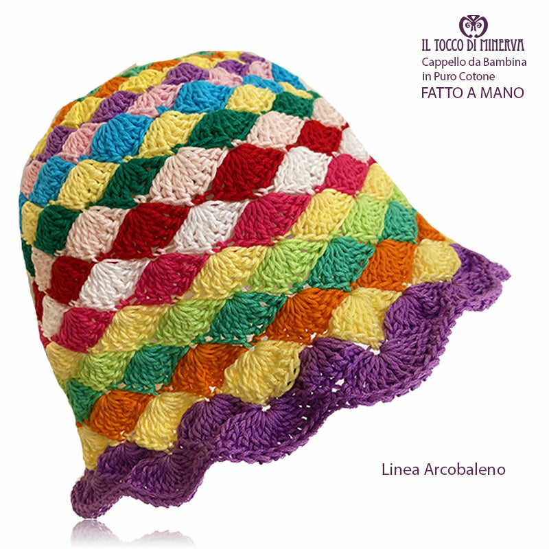 Cappello Bimba Cotone Linea Arcobaleno - Fatto a Mano - Il Tocco di Minerva